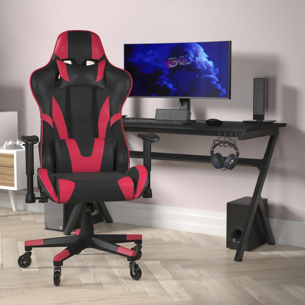 X20 Gaming Chair Racing Office Computer Chair with Back and Roller Wheels in Red