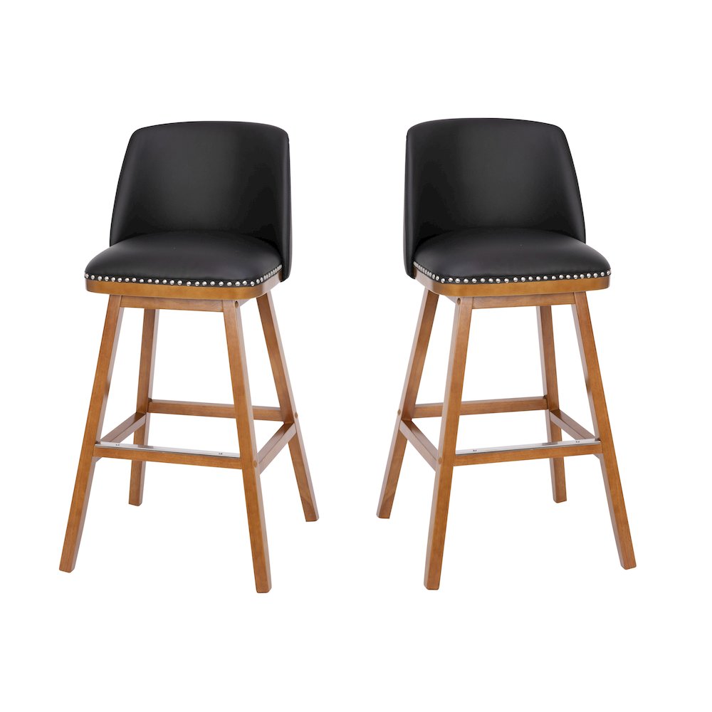 Set of 2 30 Inch Upholstered Barstools with Silver Nailhead Trim