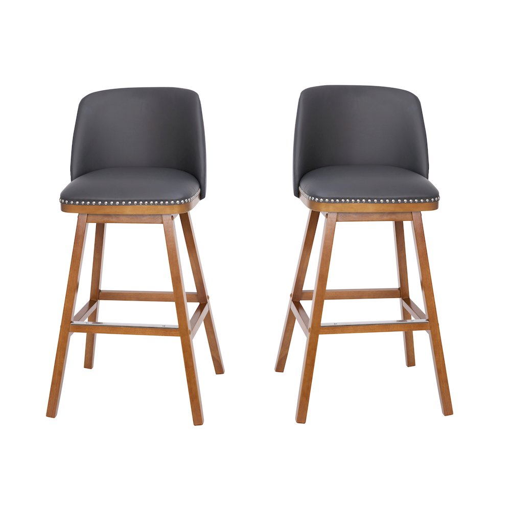 Set of 2 30 Inch Upholstered Barstools with Silver Nailhead Trim