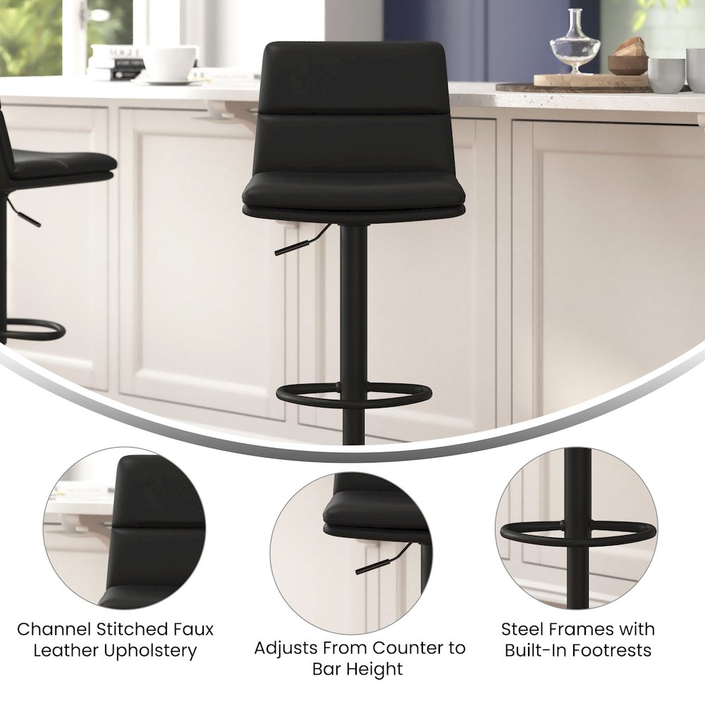 Mid-Back Adjustable Height Channel Stitched Barstools