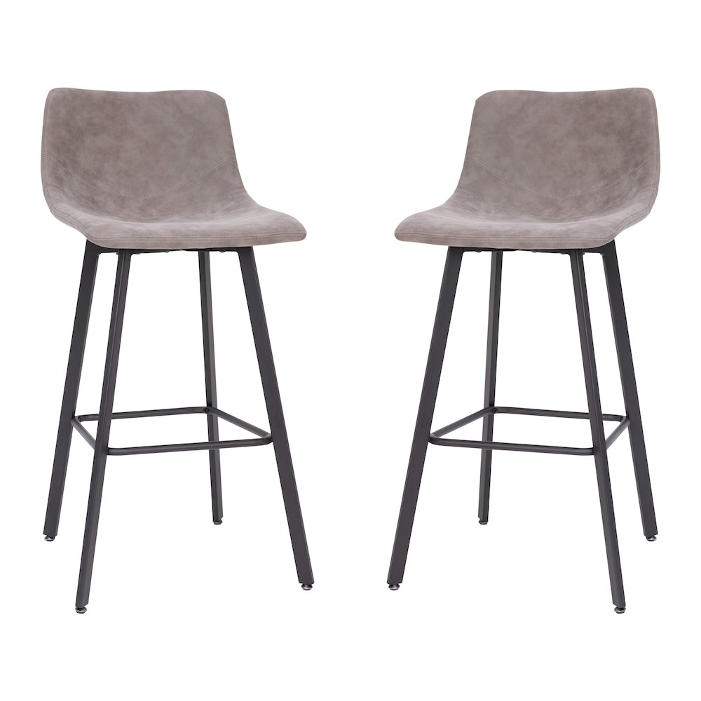 Armless 30 Inch Bar Height Barstools with Footrests in Gray