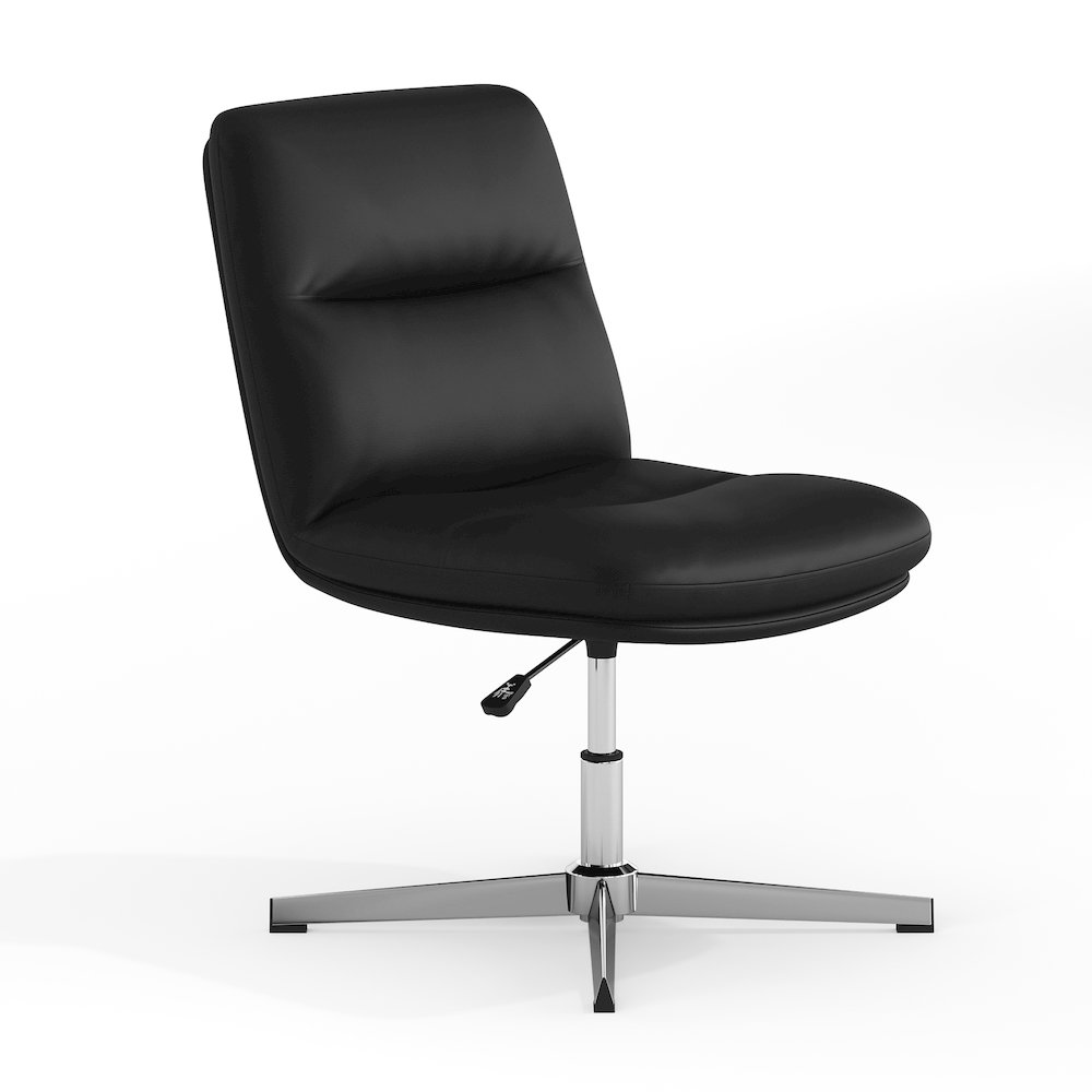 Black Padded LeatherSoft Armless Stationary Task Office Chair