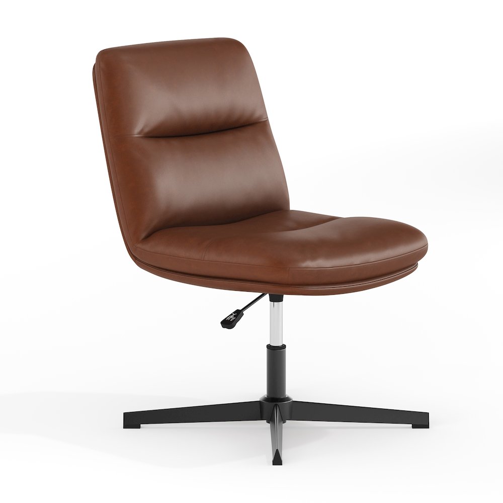 Cognac Padded LeatherSoft Armless Stationary Task Office Chair