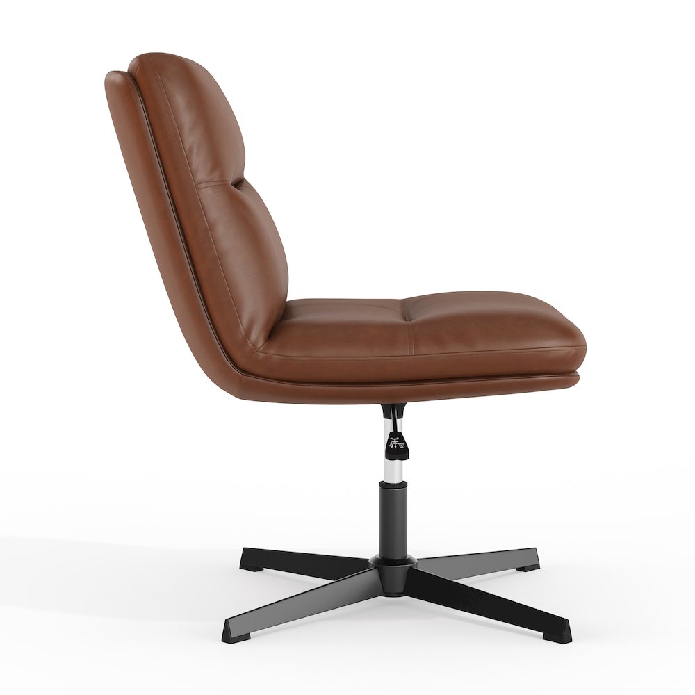 Cognac Padded LeatherSoft Armless Stationary Task Office Chair
