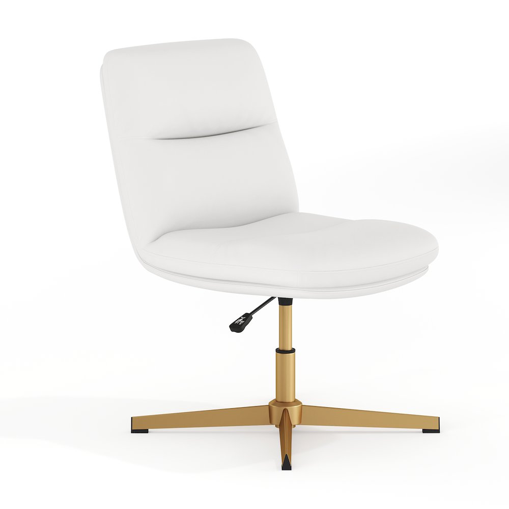 White Padded LeatherSoft Armless Stationary Task Office Chair
