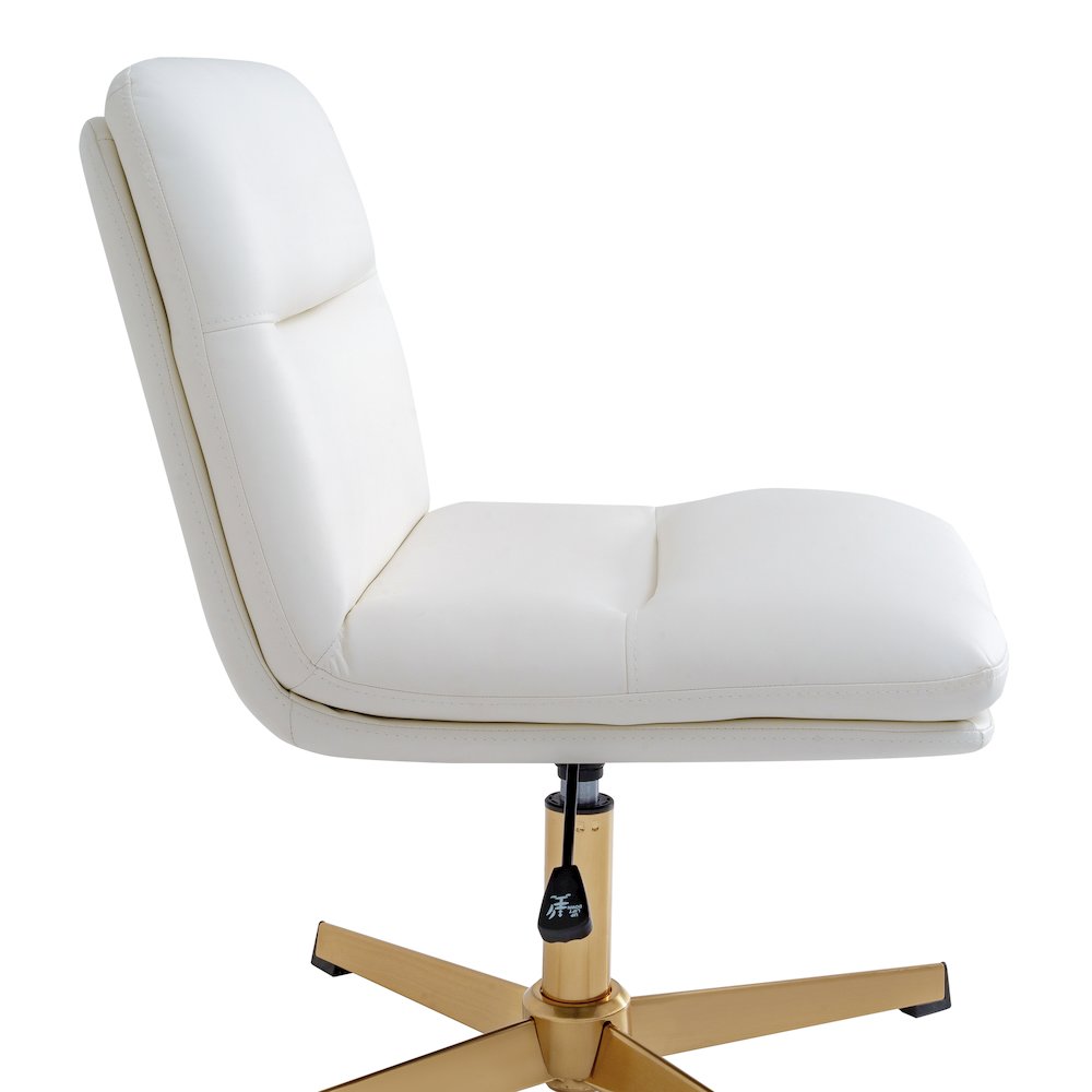 White Padded LeatherSoft Armless Stationary Task Office Chair