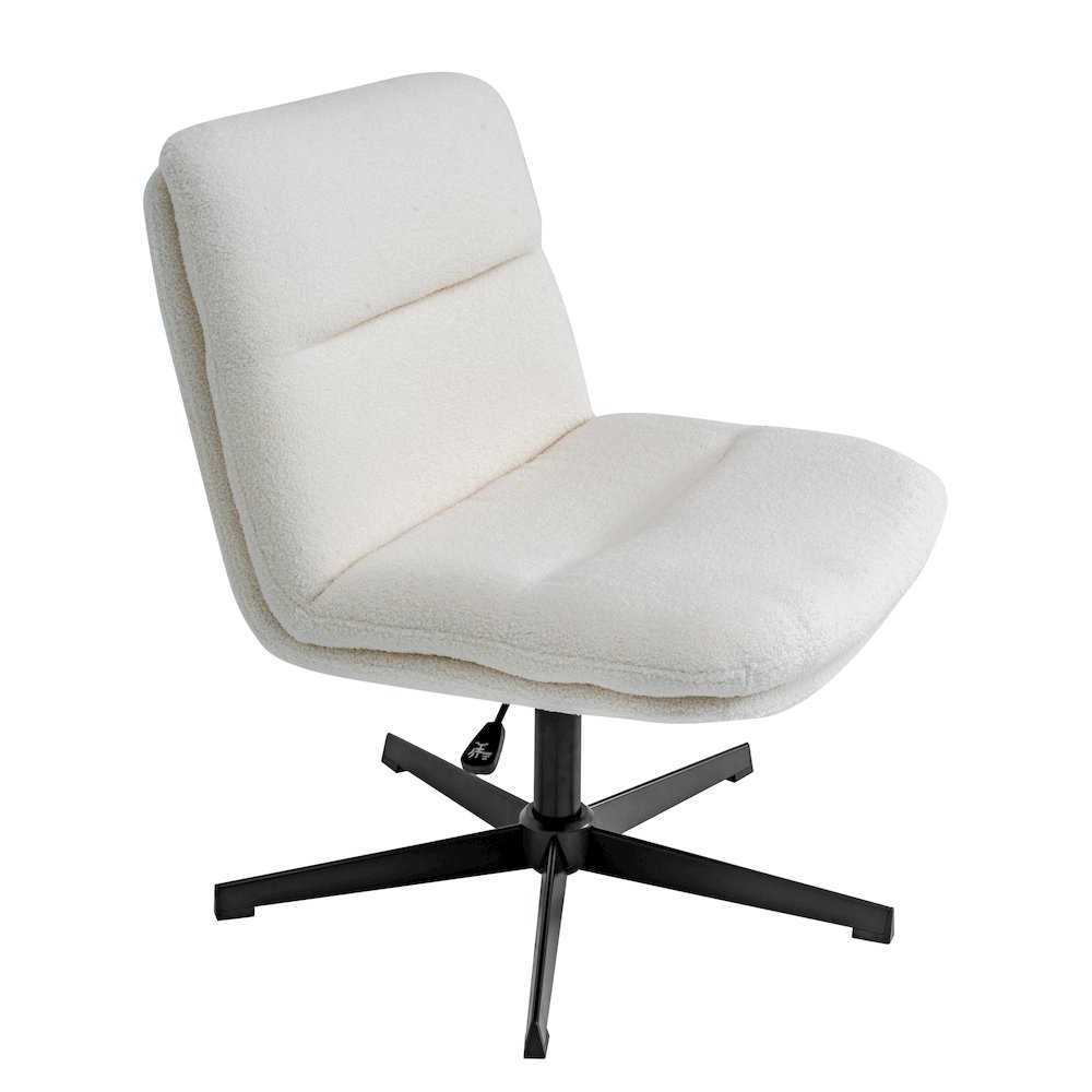Cream Padded Faux Shearling Armless Stationary Task Office Chair