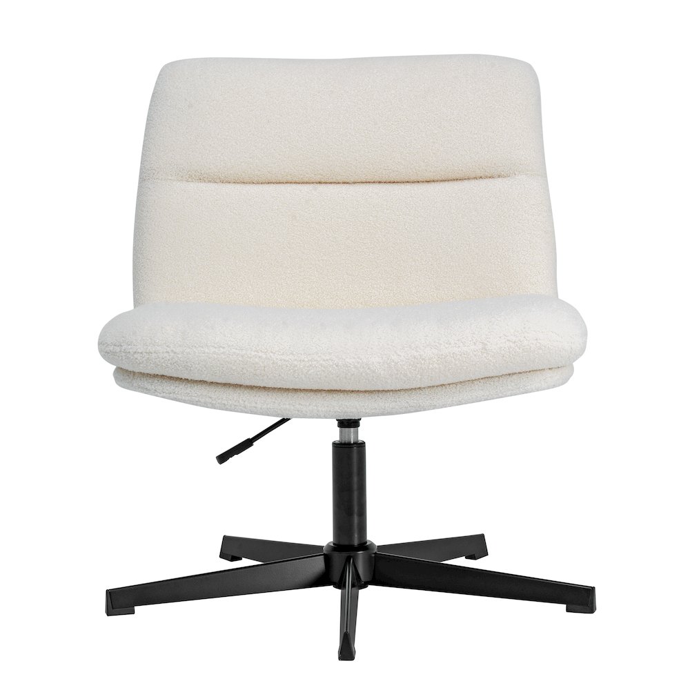 Cream Padded Faux Shearling Armless Stationary Task Office Chair