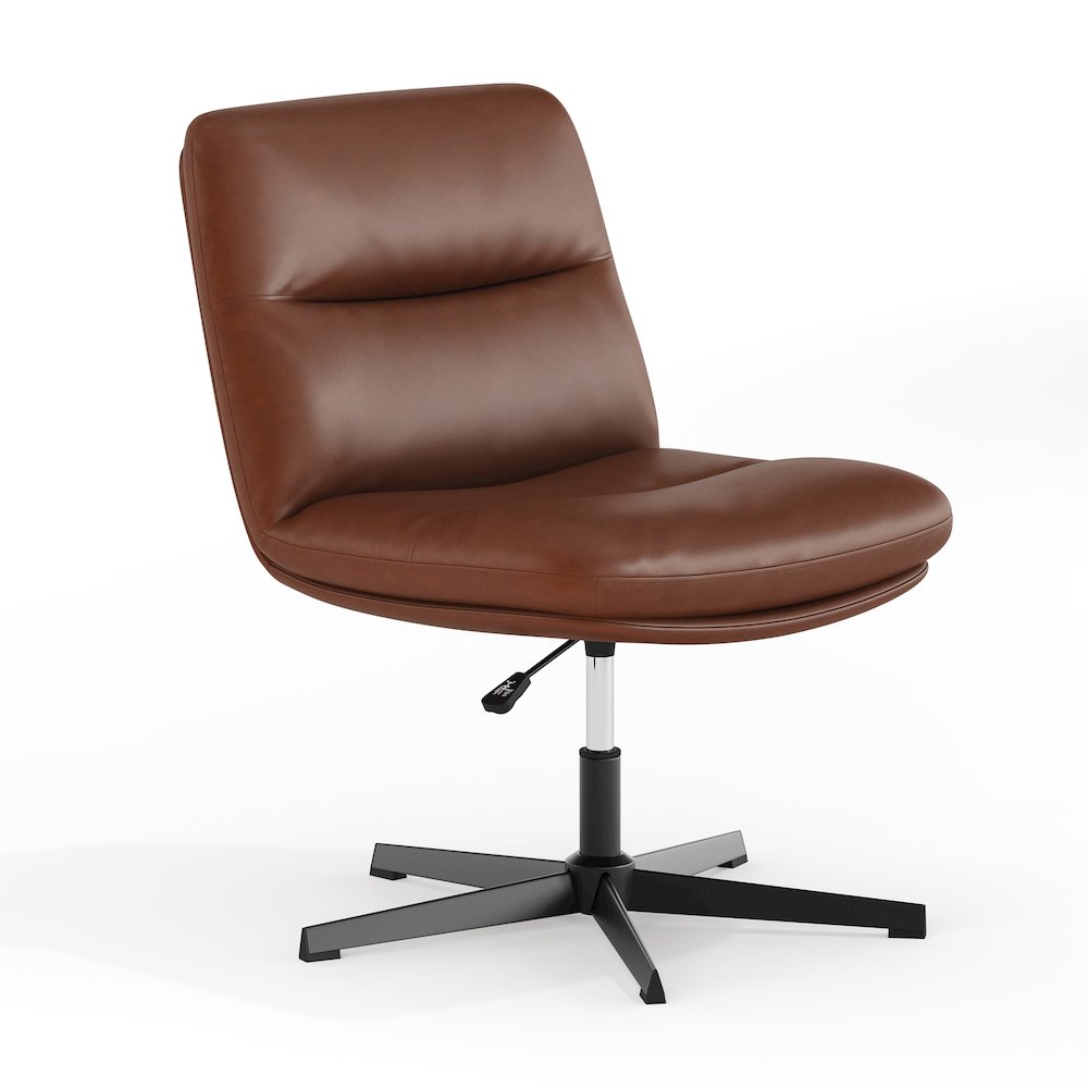 Cognac Padded LeatherSoft Armless Stationary Task Office Chair