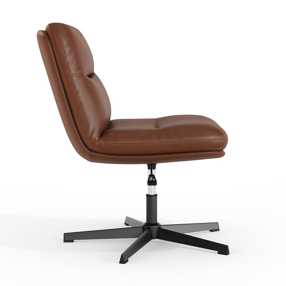 Cognac Padded LeatherSoft Armless Stationary Task Office Chair
