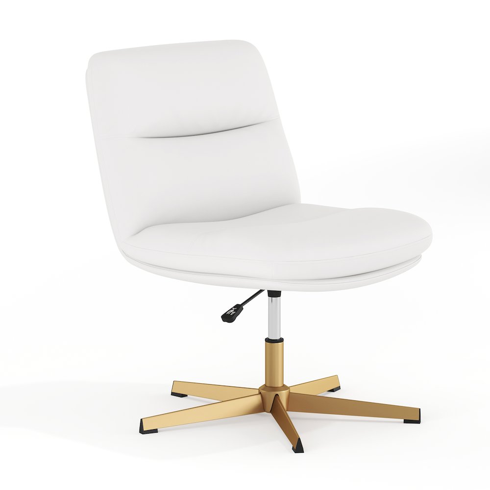 White Padded LeatherSoft Armless Stationary Task Office Chair