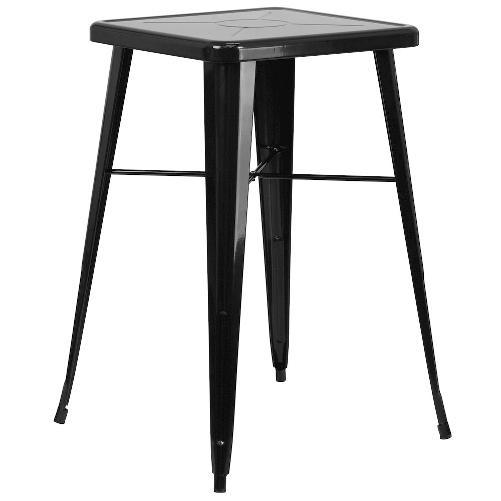 Commercial Grade 23.75″ Square Black Metal Indoor-Outdoor Bar Height Table