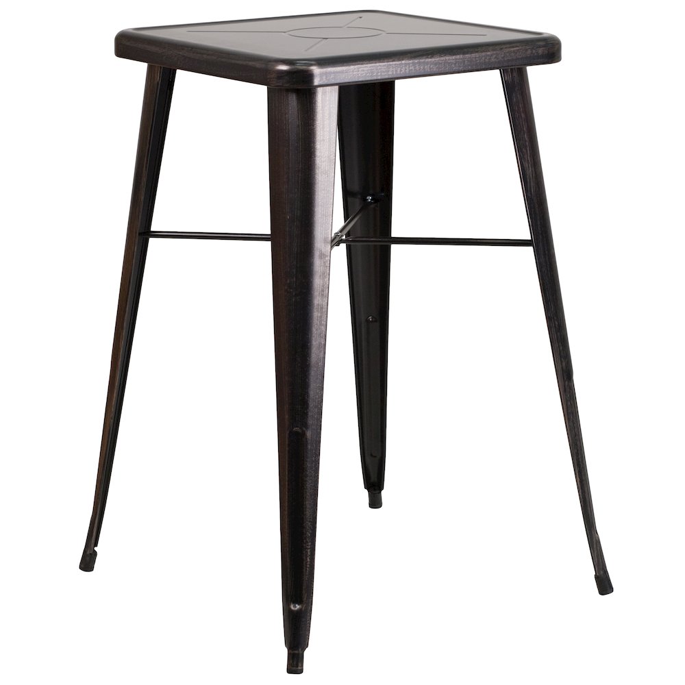 23.75″ Square Black-Antique Gold Metal Indoor-Outdoor Bar Height Table