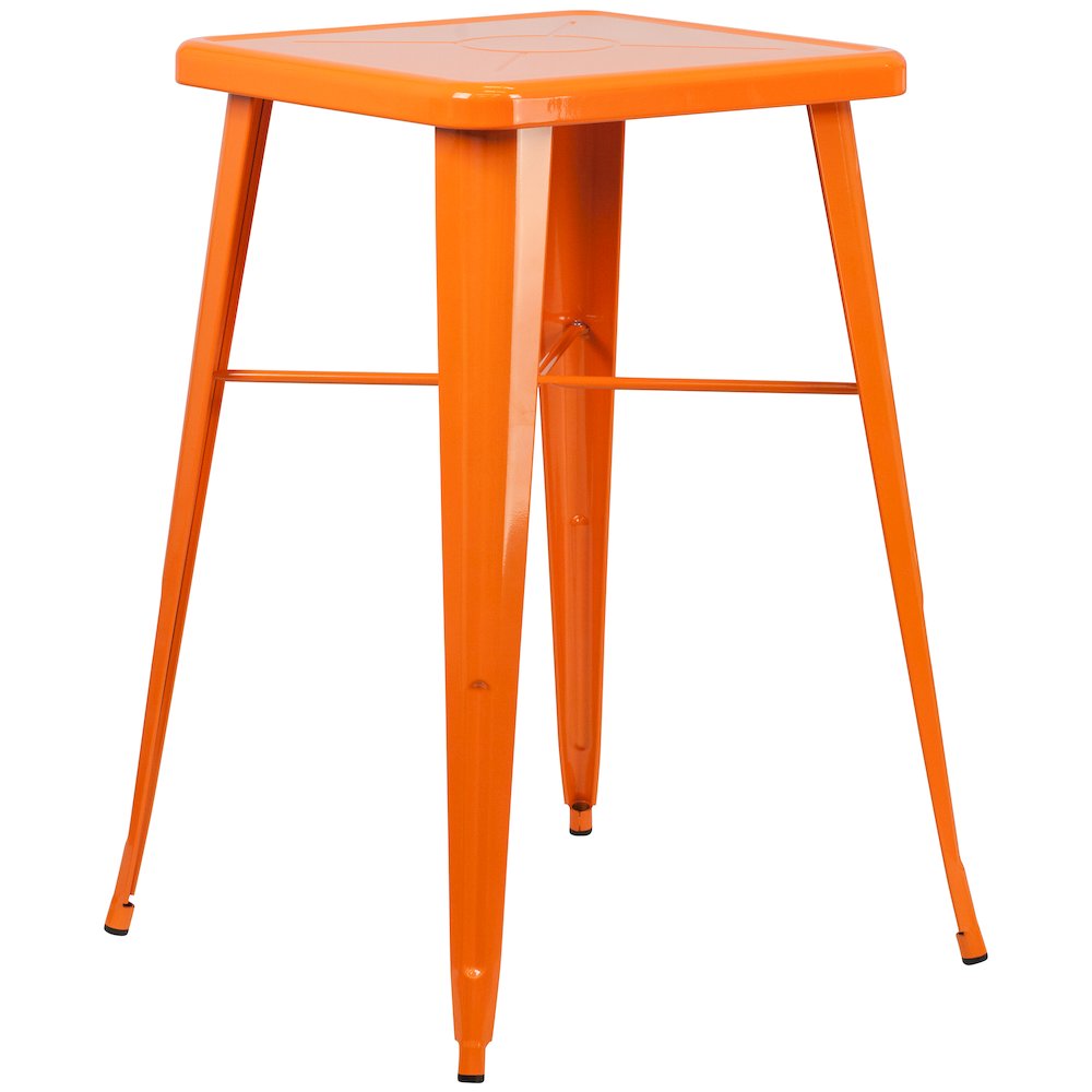 23.75″ Square Orange Metal Indoor-Outdoor Bar Height Table