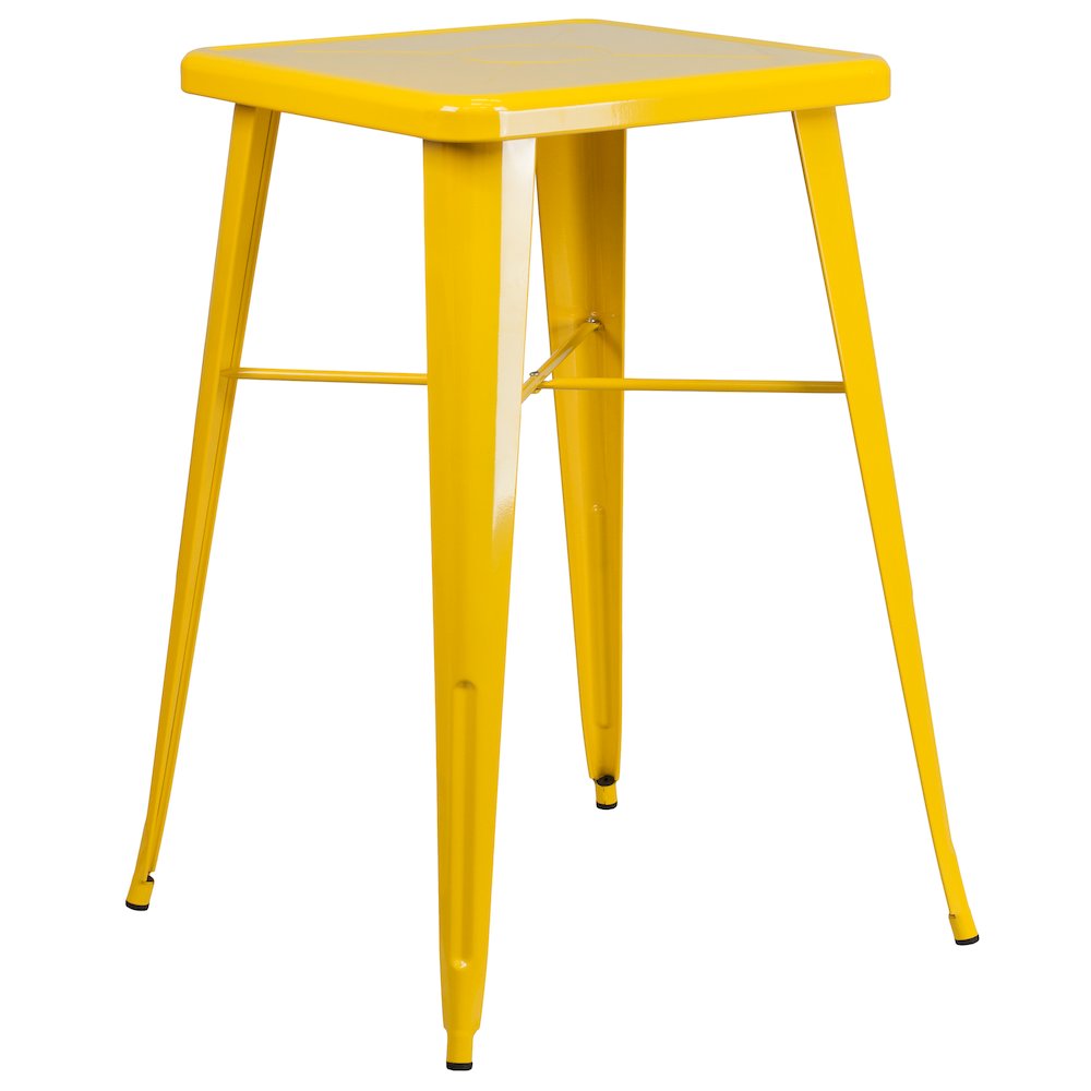23.75″ Square Yellow Metal Indoor-Outdoor Bar Height Table
