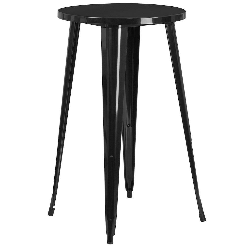 Commercial Grade 24″ Round Black Metal Indoor-Outdoor Bar Height Table