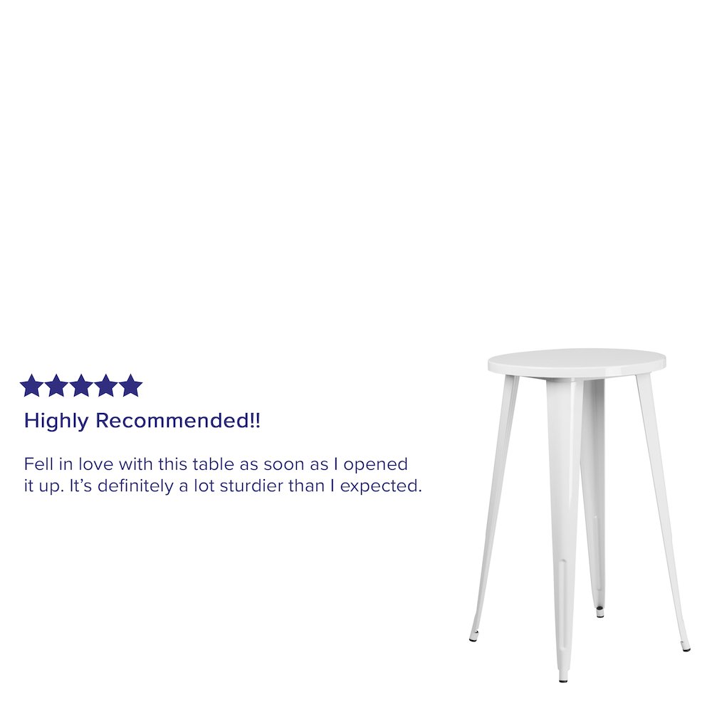 Commercial Grade 24″ Round White Metal Indoor-Outdoor Bar Height Table