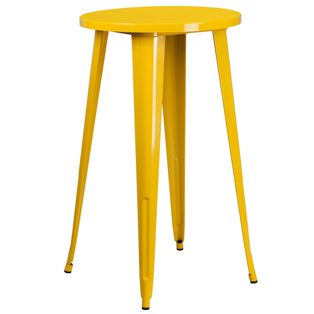 Commercial Grade 24″ Round Yellow Metal Indoor-Outdoor Bar Height Table