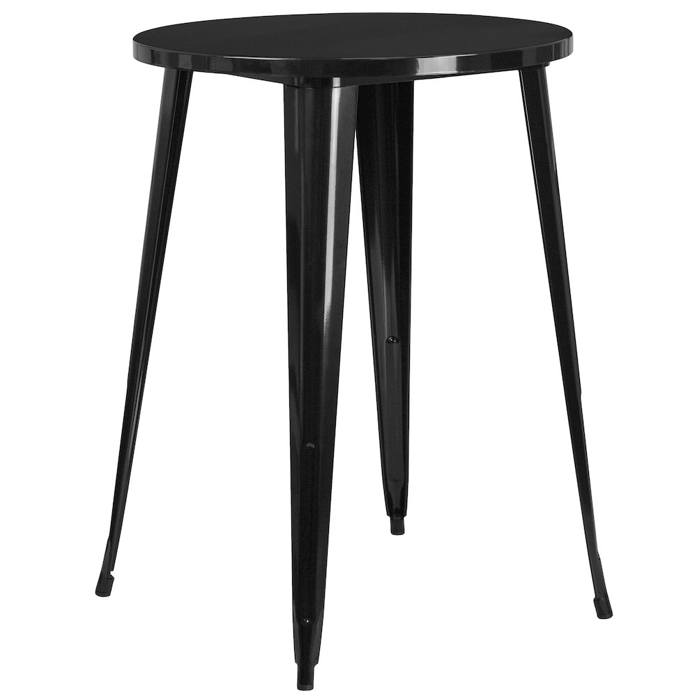 Commercial Grade 30″ Round Black Metal Indoor-Outdoor Bar Height Table