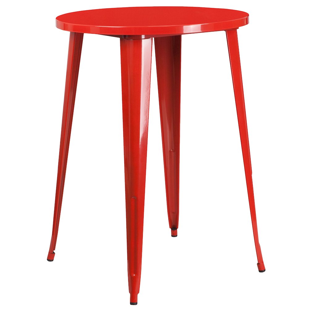 Commercial Grade 30″ Round Red Metal Indoor-Outdoor Bar Height Table