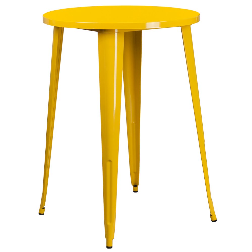 Commercial Grade 30″ Round Yellow Metal Indoor-Outdoor Bar Height Table