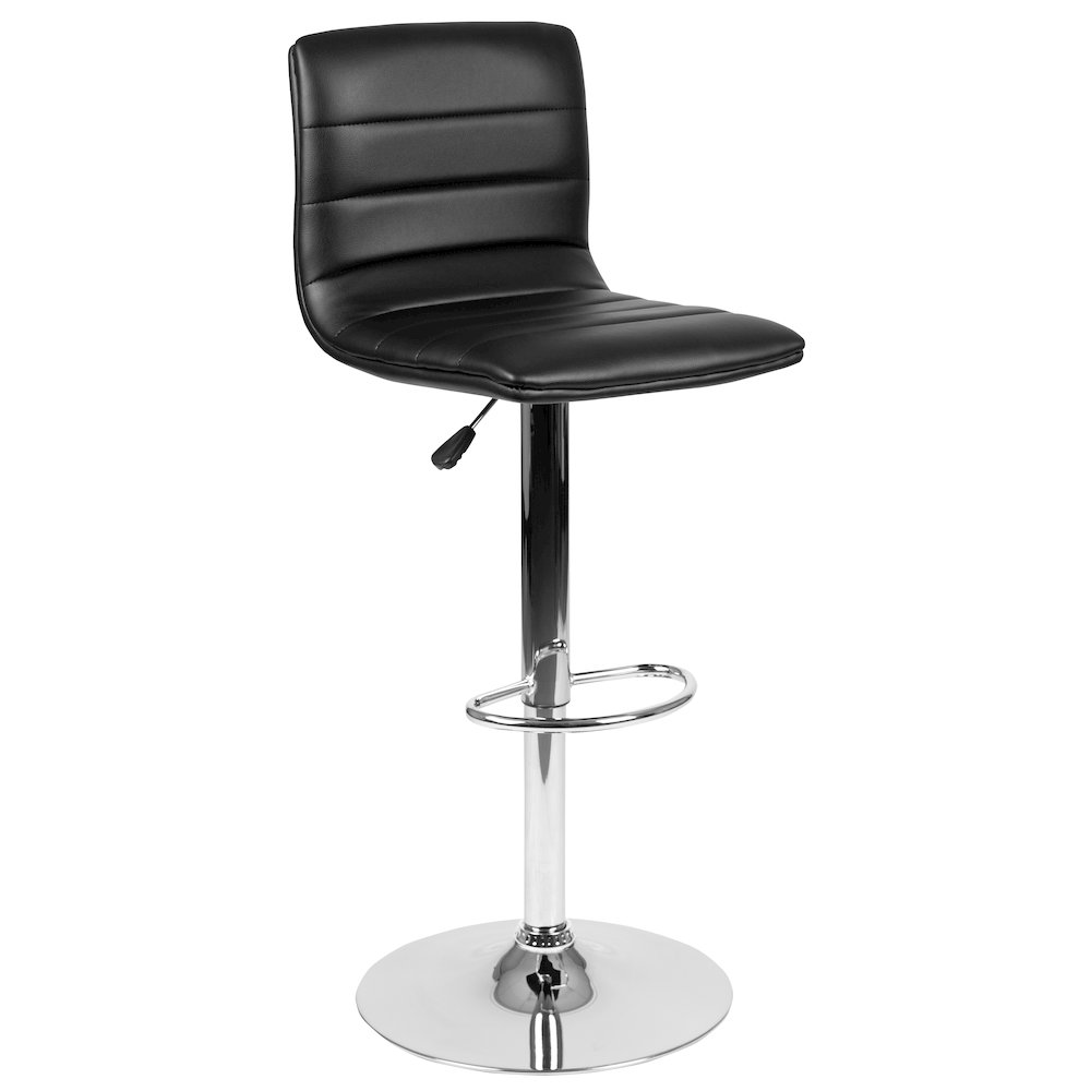 Black Vinyl Adjustable Bar Stool