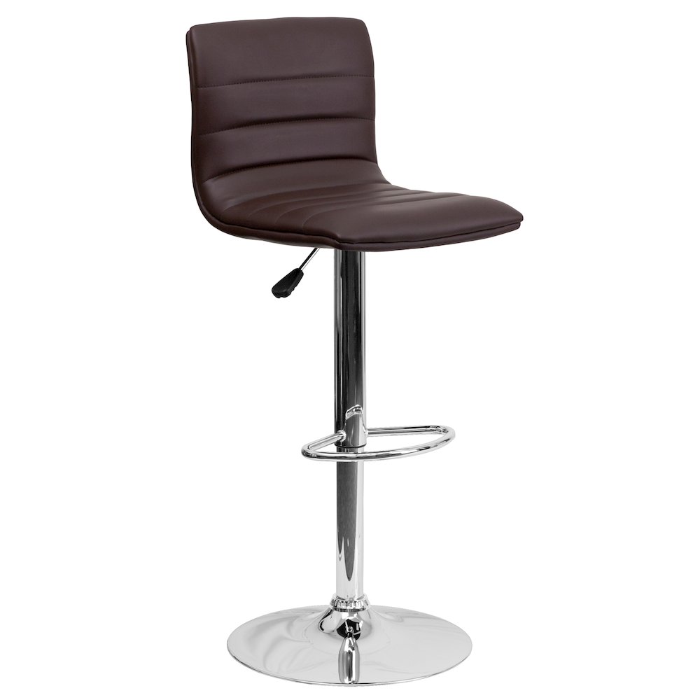 Brown Vinyl Adjustable Bar Stool