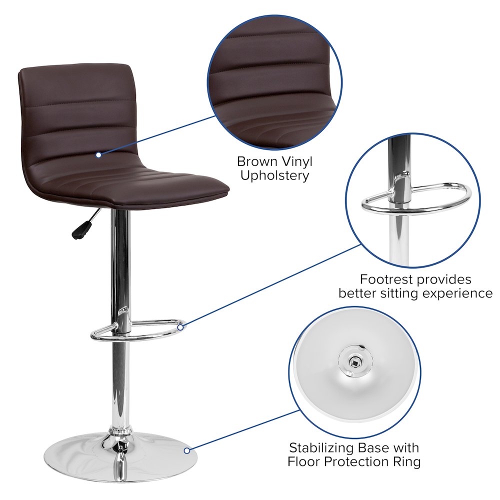 Brown Vinyl Adjustable Bar Stool