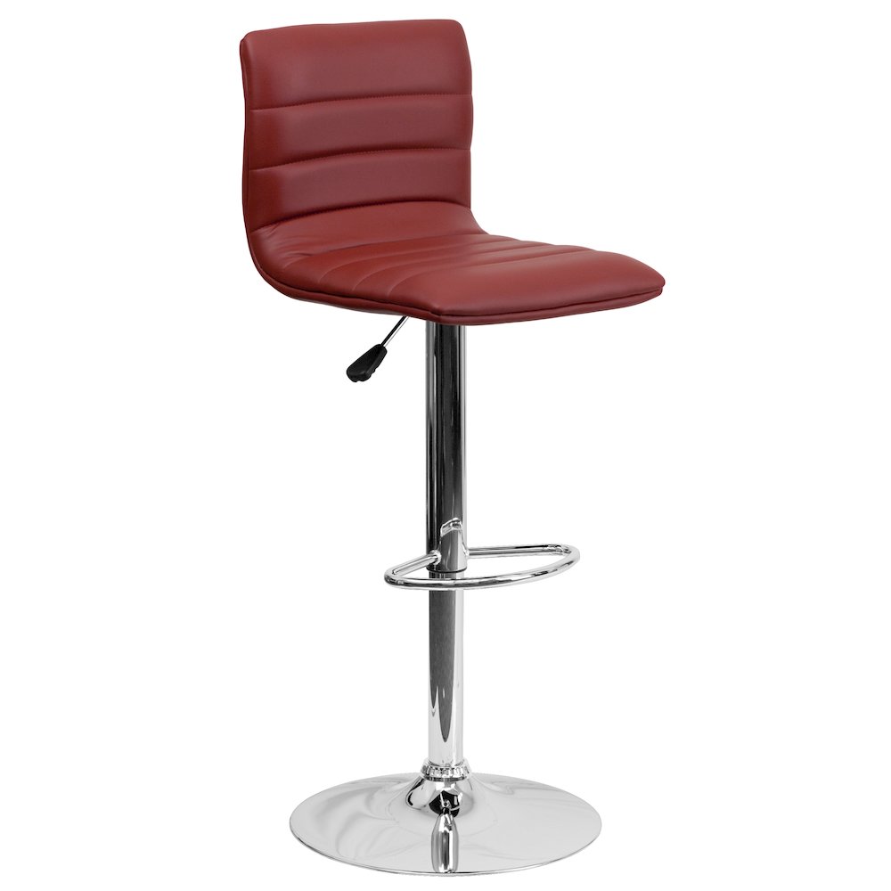 Burgundy Vinyl Adjustable Bar Stool
