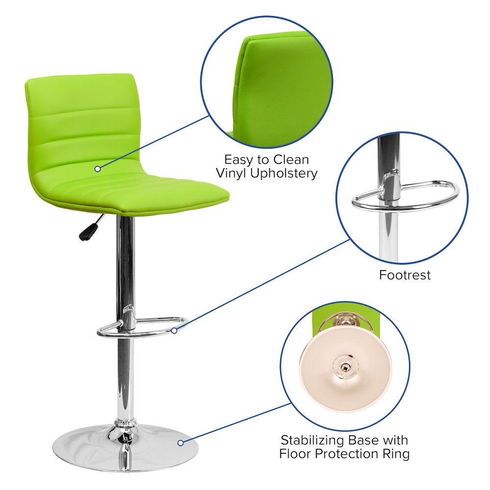 Green Vinyl Adjustable Bar Stool