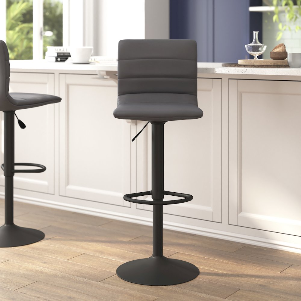 Contemporary Adjustable Height Stool with Pedestal Base