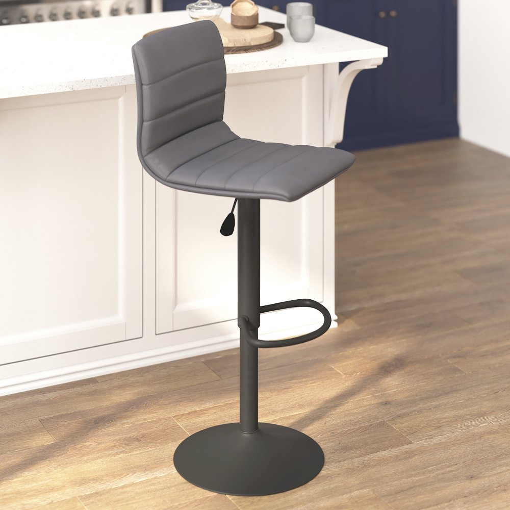 Contemporary Adjustable Height Stool with Pedestal Base