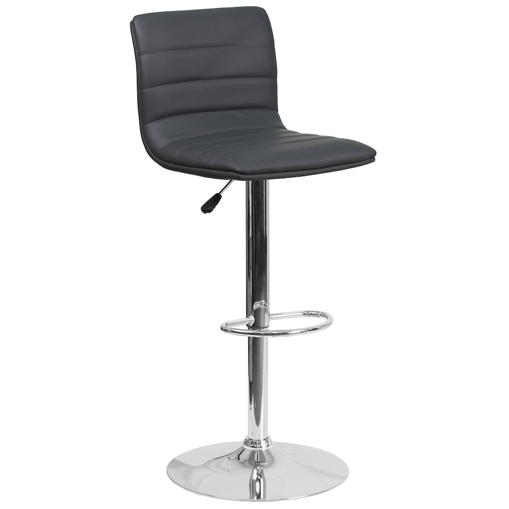Gray Vinyl Adjustable Bar Stool