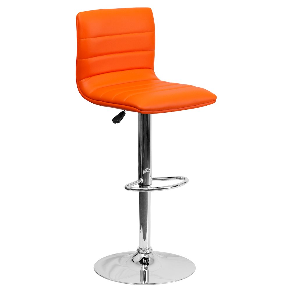 Orange Vinyl Adjustable Bar Stool