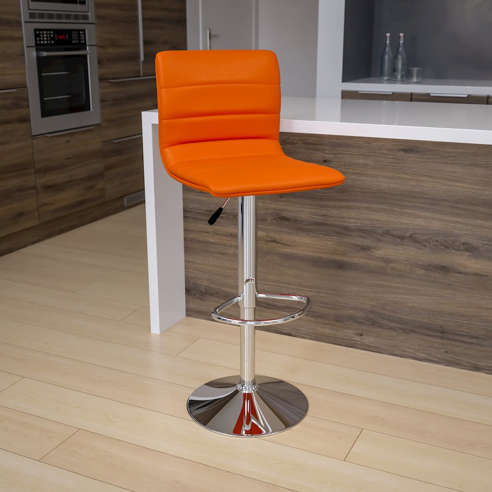 Swivel Stool with Chrome Pedestal Base