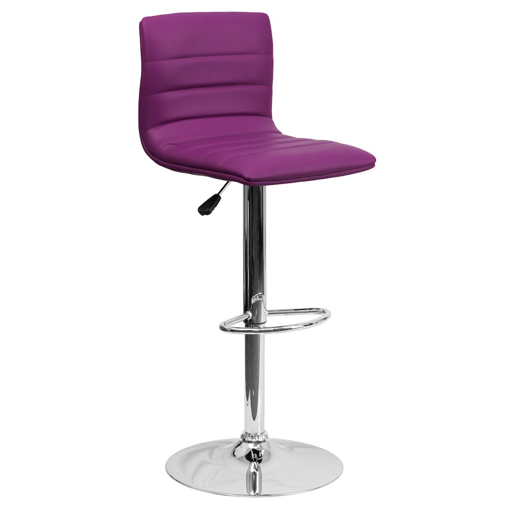 Purple Vinyl Adjustable Bar Stool