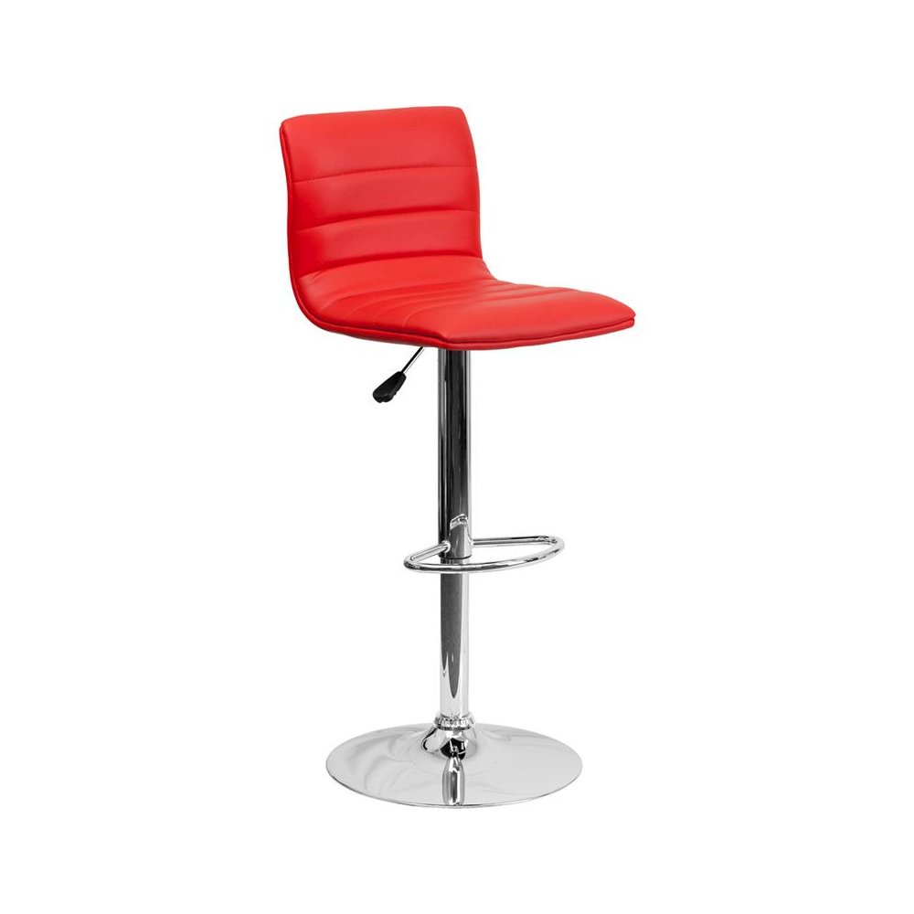 Red Vinyl Adjustable Bar Stool