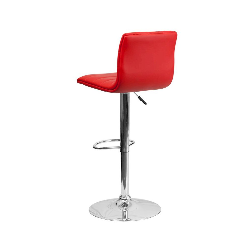 Red Vinyl Adjustable Bar Stool