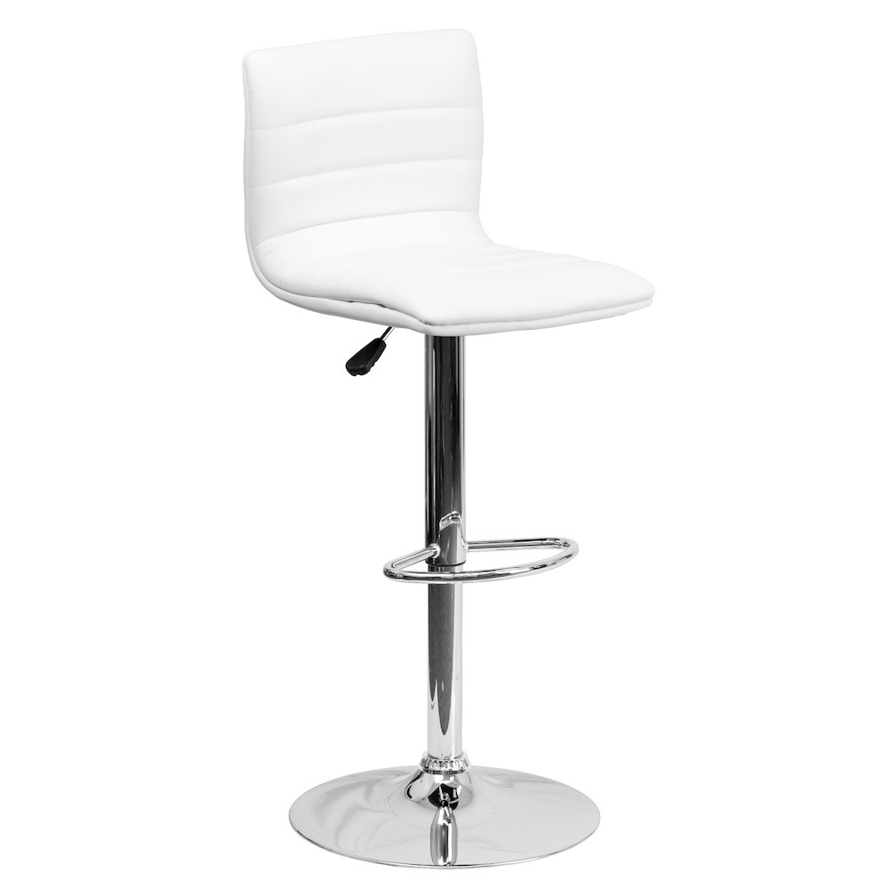 White Vinyl Adjustable Bar Stool