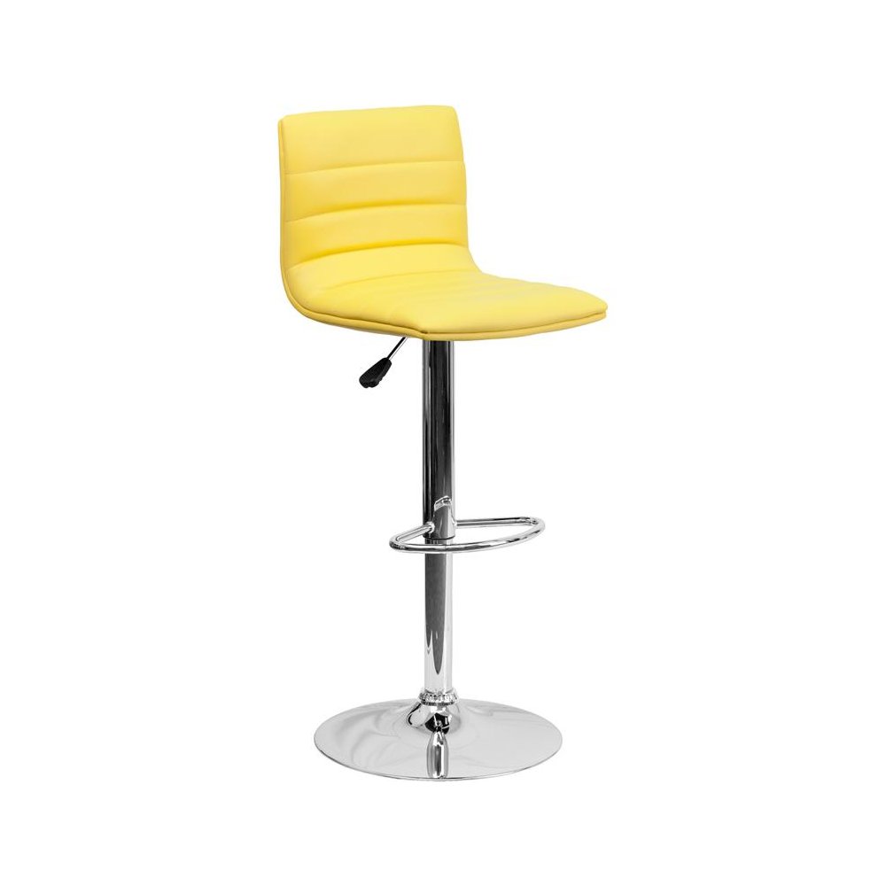Yellow Vinyl Adjustable Bar Stool
