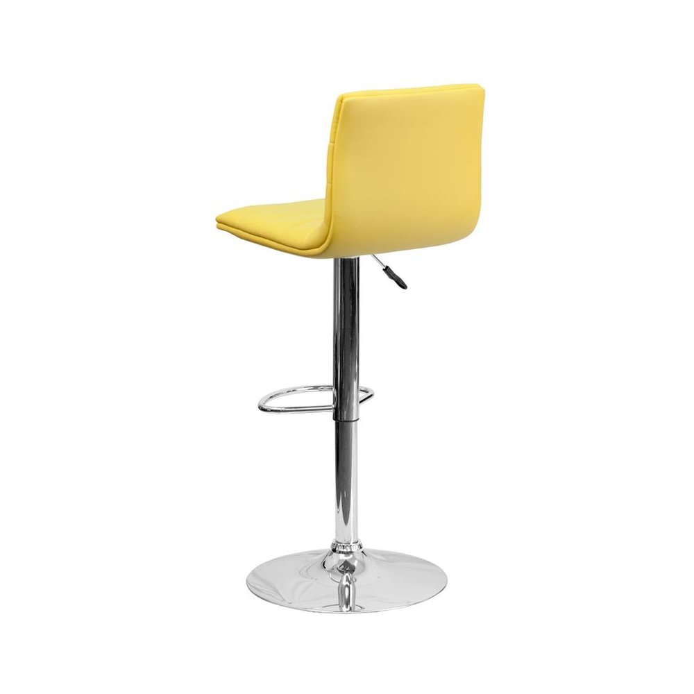 Yellow Vinyl Adjustable Bar Stool