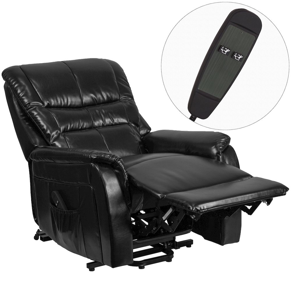 Black LeatherSoft Remote Powered Lift Recliner for Elderly