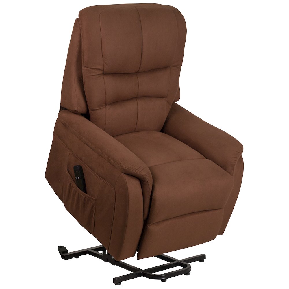 Brown Microfiber Remote Powered Lift Recliner for Elderly