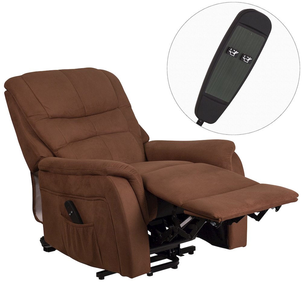 Brown Microfiber Remote Powered Lift Recliner for Elderly