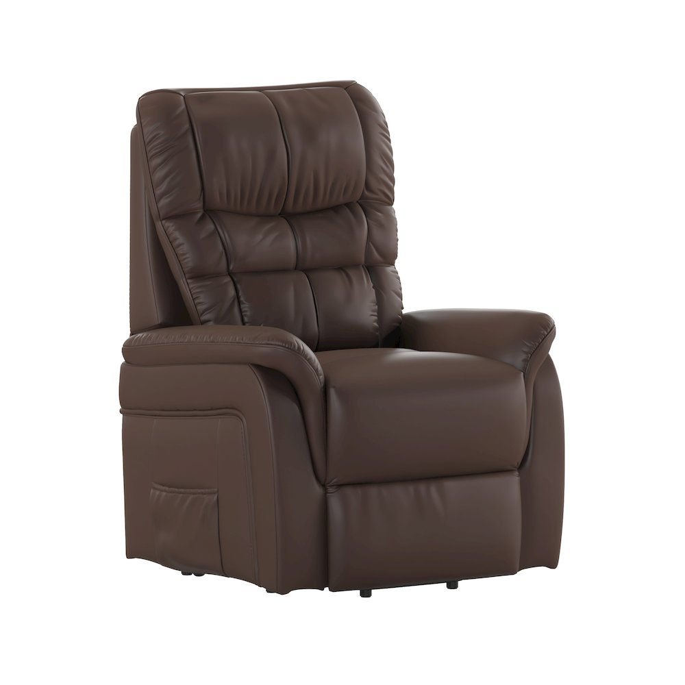 HERCULES Series Cognac LeatherSoft Remote Powered Lift Recliner for Elderly