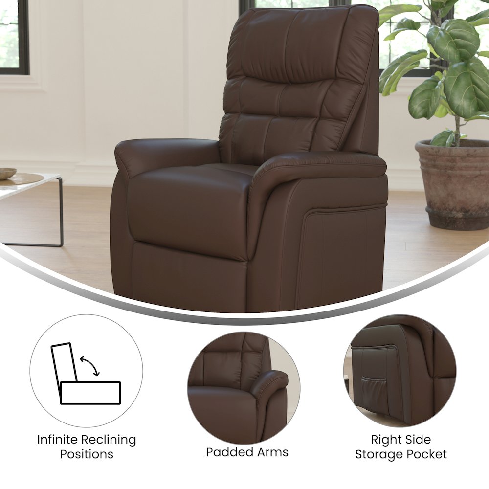 HERCULES Series Cognac LeatherSoft Remote Powered Lift Recliner for Elderly