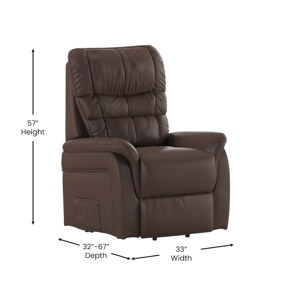 HERCULES Series Cognac LeatherSoft Remote Powered Lift Recliner for Elderly