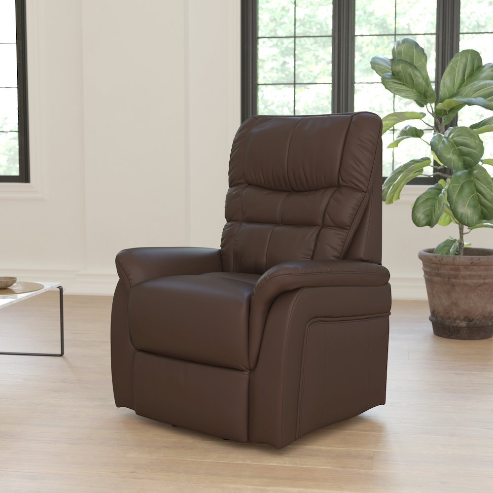 HERCULES Series Cognac LeatherSoft Remote Powered Lift Recliner for Elderly