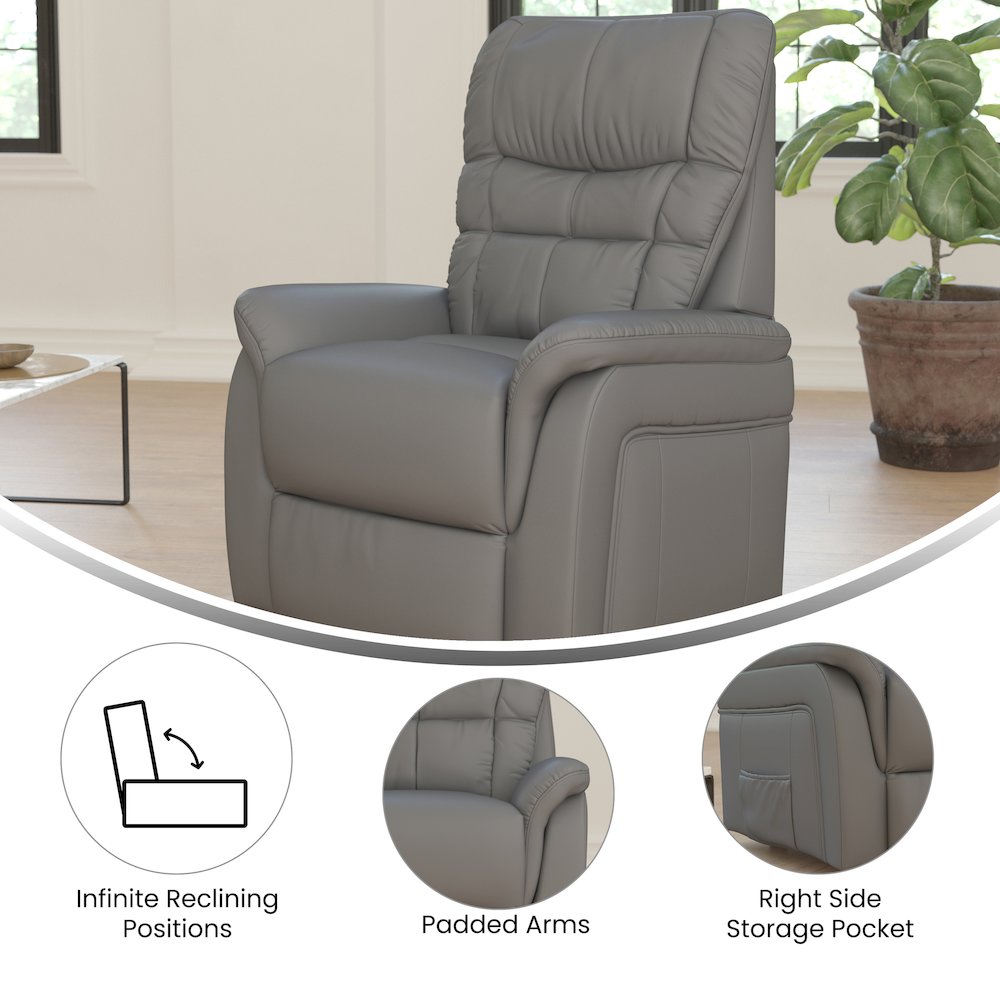HERCULES Series Gray LeatherSoft Remote Powered Lift Recliner for Elderly