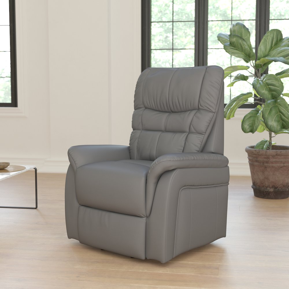 HERCULES Series Gray LeatherSoft Remote Powered Lift Recliner for Elderly
